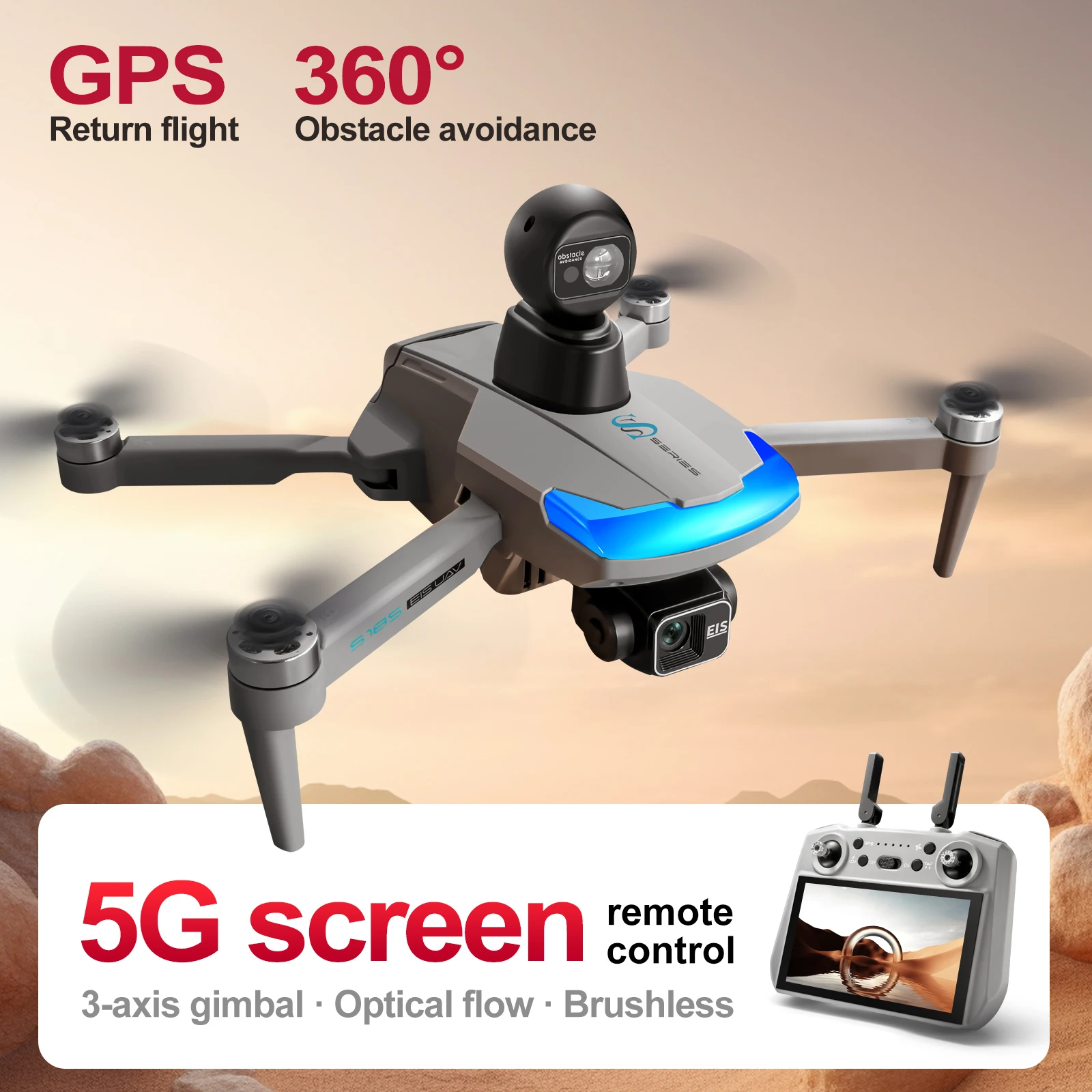 Drone Gimbal 3 Axis - S185 drone profissional 2.7k hd câmera